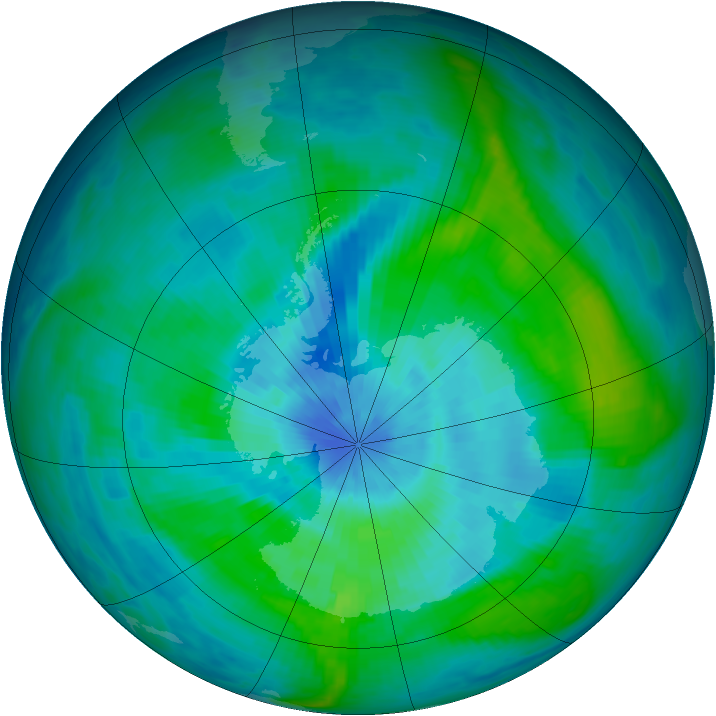 Antarctic ozone map for 13 March 1984